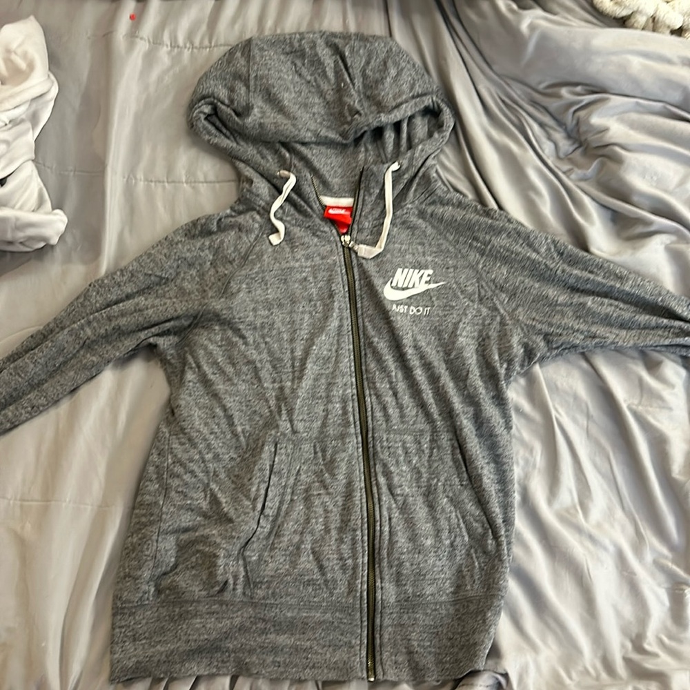 medium Nike zip up sweater, grey